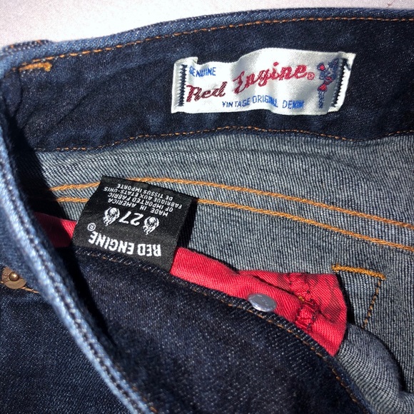 Red Engine Cropped Denim Jeans; Size 27 - Picture 2 of 4
